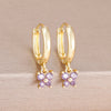 2Pcs 12 Constellation Birthstone Little Gold Plated Ear Hoop Earrings Cubic Zirconia Butterfly Pendant Party Wedding Jewelry - Image 5