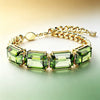 Rectangle Olive Green Zircon Hoop Chain Necklace Earrings Bracelet Ring Women Jewelry Set - Image 18