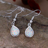Female White Blue Fire Opal Stone Classic Silver Color Water Drop Earrings Cute Dangle Boho Jewelry For Women - Image 5