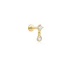 Silver 1pc Flower Shaped Inlaid Zircon Piercing Drop Earrings For Women Gold Jewelry Gift - Image 10
