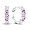 Colorful Cubic Zirconia Huggie Hoop Earrings in Flower Butterfly and Clover Designs - Image 26
