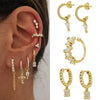 Small Hoop and Stud Earrings with Charm and Chain Styles - Image 2