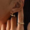 Stainless Steel Cute Puppy Pendant Necklace for Women Gold Plated Hoop Earrings Open Ring Jewelry Set - Image 2