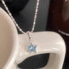 Shiny Blue Crystal Star Pendant Necklace for Women Girls Aesthetic Y2K Emo Zircon Charm Sweet Jewely Accessory Gift - Image 1