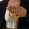 Chunky Geometric Gold Plated Stainless Steel Pendant Necklace for Women Adjustable Pull Cord Leather Chain Party Jewelry Gift - Image 1