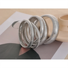 Stainless Steel Link Bangle with Rounded Profile in Gold-Tone or Silver-Tone - Image 2