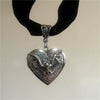 Goth Bat Heart Locket Photo Pendant Black Velvet Chain Necklace Choker Jewelry For Men Women Charm Halloween Jewelry Gift - Image 1