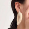 Korean Sweet White Plush Heart Hoop Earrings for Women Exaggerated Flocking C-Shaped Earrings Wedding Party Jewelry Gift - Image 3