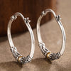 Silver Vintage Two Tone Hoop Earrings for Women Bohemia Style Female Circle Earrings Jwelry Gifts - Image 1