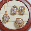 Big Baroque Pearl Jewelry Sets Gold Plating Freshwater Pearl Necklace Earrings For Women Gift - Image 1
