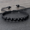 Men Black Bracelet Stone Onyx Lava Beaded Braided Bracelets Bangles Adjustable Rope Chain Handmade Jewelry - Image 1