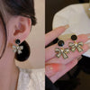 Round Bow Drop Earrings for Women Black Enamel Oil Imitation Pearl Crystal Dangle Earrings Cute Sweet Party Jewelry Gift - Image 2