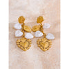 Baroque Imitation Pearls Heart Love Drop Dangle Manual Earrings Golden Pvd Plated Stainless Steel Charm Statement Jewelry - Image 2