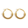 Stainless Steel Textured Metal Round Hoop Earrings for Women Gold Color Geometric Circle Earrings Jewelry - Image 6
