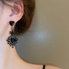 Inlaid Rhinestones Heart Pendant Earrings for Women Black Color Dangle Earring Cool Punk Party Jewelry Gift K1 - Image 3