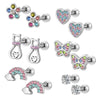 Cute Cubic Zirconia Screw Back Stud Earrings 316L Stainless Steel 20G - Image 1