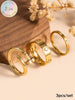 3Pcs/Set Gold Plated Clover Ring Set for Women Cubic Zirconia Stackable Rings Jewelry Gift - Image 2