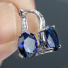 Silver Bridal Wedding Engagement Drop Earrings White/Blue/Green Oval CZ Stone Eternity Jewelry for Women - Image 2