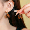 Vintage Brown Leopard Round Bead Drop Earrings for Women Resin Ball Geometric Ear Buckles Earrings Jewelry Gifts - Image 3