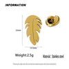 punk feather hollow stainless steel gold-plated badge, suit lapel pin black, men's brooch set - Image 2