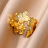 Stainless Steel Exaggerated Big Flower Rings For Women Gold Color Sunflower Finger Ring Female Aesthetic Jewelry Gift - Image 3