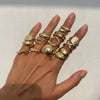 Irregular Hollow Geometric Open Ring Set 14 Pieces - Image 2