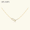 Silver Geometric Paperclip Interlock Pendant Zircon Horoscope Necklace Modern Casual Necklace Women Jewelry - Image 1