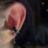 Punk Black Zircon Star Ear Clip for Women Simple Metal Four Pointed Star Non Piercing Earrings Charm Jewelry Accessories - Image 2