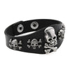Punk Bracelet for Men Women Goth Black Leather Wristband with Metal Skull Spike Studded Rivets Cuff Bangle Adjustable - Image 2