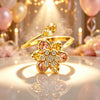 Elegant Flower Shape Adjustable Open Ring Gold Plated Pink Yellow Cubic Zirconia Bypass Ring Ladies Wedding Party Jewelry Gift - Image 2