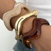 3Pcs Irregular Wavy Cuff Bangle Set For Women Resin Chunky Wave Bracelets Minimalist Stackable Wristband Jewelry Gift - Image 1