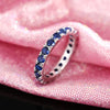 Single Circle Blue Cubic Zirconia Ring for Female Versatile and Stackable Daily Finger Jewelry for Women Gift - Image 2