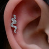 1PC 316 Stainless Steel Earrings Snake Flower Moon CZ Flat Rook Lobe Cartilage Snug Helix Conch Tragus Labret Piercing 18G - Image 2