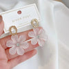 Flower Hanging Earrings White Enamel Floral Acrylic Petals Crystal Imitation Pearl Dangle Earrings for Women - Image 21