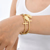 Cross St. Benedict Oval Plate Bracelet for Women,Three-color Beaded Chain Bracelet,Stainless Steel Jewelry Gift - Image 2