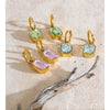 Stainless Steel Hoop Earrings Green Pink Blue K9 Crystal Rectangle Drop Aesthetic Golden Women Jewelry - Image 4