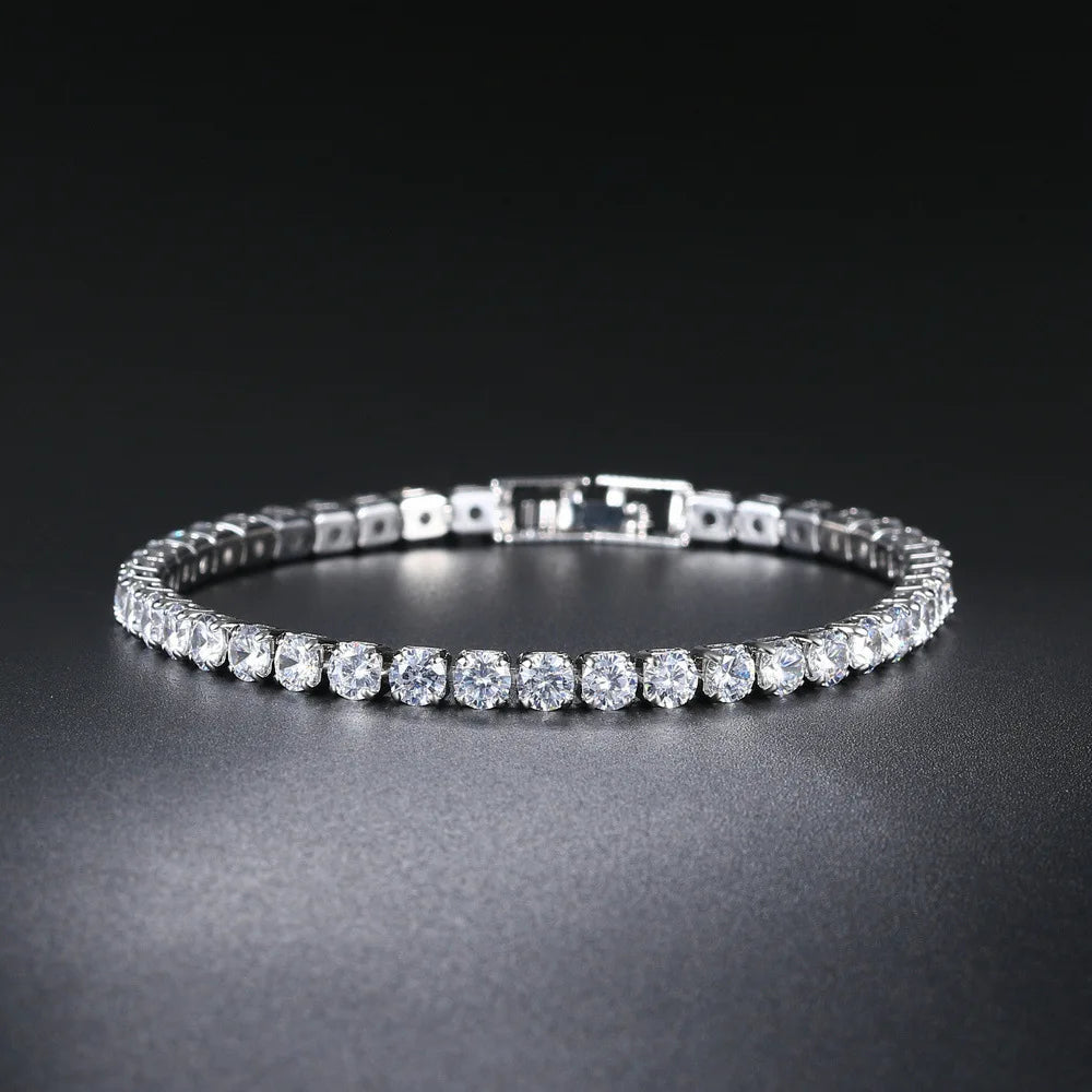Women's 4mm Zirconia Tennis Bracelet Crystal Charm Thin Chain Wedding Jewelry - Image 1