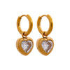 Sweet Heart Drop Stainless Steel Cubic Zirconia Hoop Earrings for Women Gold Color Plated Jewelry - Image 8