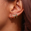 Dainty Cute Girl's Mini Size Hoop Earrings Square Shape Zircon Stone Gold PLated Stainless Steel Huggies Earring - Image 4