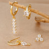 4PCS Simple Crystal Zirconia Square Dangle Earrings Set For Women Korean Stainless Steel Pendant Stud Earring Piercing Jewelry - Image 5