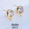 (2607) 4MM 6MM 7MM 8MM Gold Color Brass with Zircon Hooks Hole Round Stud Earrings Pins Jewellery Accessories Wholesales - Image 20