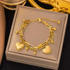 Stainless Steel Double Layered Love Heart Bracelet For Women Gold Color Ball Bean Chain Charm Bracelet Wrist Jewelry - Image 8