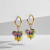 Y2k Aesthetic Hand Painted Butterfly Earrings for Women Stainless Steel Circle Huggies Flower Heart Bead Hoop Earring - Image 7