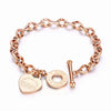 1pc Stainless Steel Bracelet With Heart Pendant, Double Heart OT Buckle Couple Bracelet Unisex - Image 4