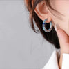 Elegant Bohemian Blue Zircon Enamel Hoop Earrings For Women Simple Geometry Jewelry Gifts - Image 3