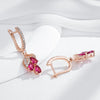 Red Pomegranate Flower Long Drop Earrings For Women Rose Gold Color Elegant Zircon Jewelry Accessories - Image 4