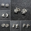 Tiny Star Moon Stud Earrings for Women Music Cross Leaf Cup Earings Stainless Steel Jewelry Gift - Image 1