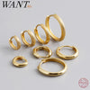 Silver Minimalist Matte Gothic Unisex Huggies Ear Hoop Earrings for Women Men Piercing Ear Buckle Jewelry - Image 1
