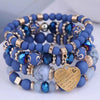 4pcs/set Boho Strand Bracelets For Women Crystal Beads Bracelets Heart Letter Elastic Bangles Wristband Yoga Jewelry Gifts K - Image 1