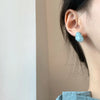 Irregular Smudging Resin Blue Jelly Ice Cute Geometric Bean Stud Earrings for Women Unique Design Party Jewelry Christmas Gift - Image 2